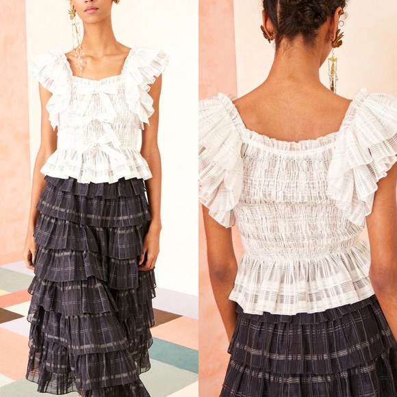 Ulla Johnson NWT Camille Ruffle Bow Tank Blouse - Picture 2 of 7